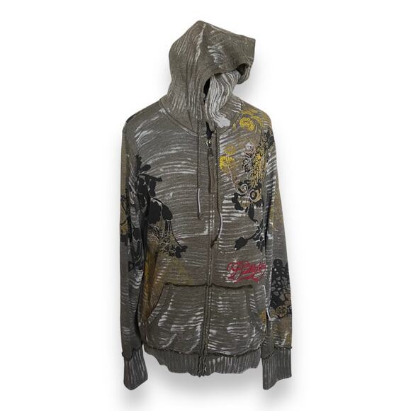 Billabong Womens Hoodie Size Large Olive Green Asian Inspired Black Gold Red - Picture 6 of 10